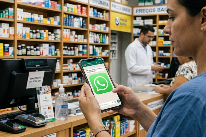 Compras de farmácia pelo WhatsApp crescem, mas atendimento presencial lidera
